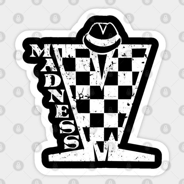 Madness Checkerboard HD - Distressed White Sticker by Skate Merch